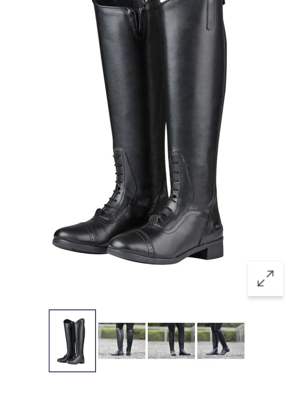 Women's Black Wide Calf Riding Boots with Lace Front and Zip Back